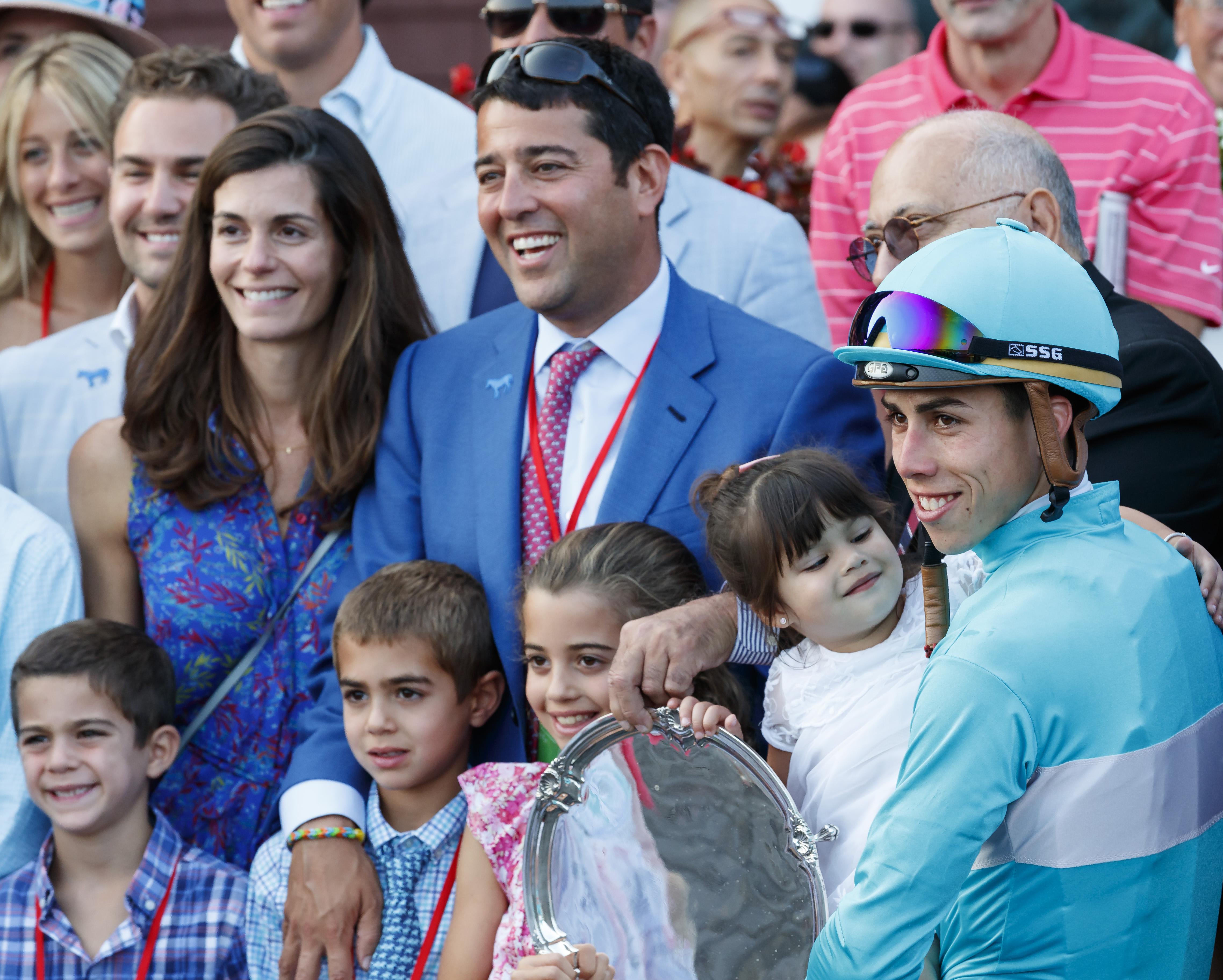 Sol Kumin in the Saratoga winner's circle with his wife and children and jockey Irad Ortiz Jr. (Eclipse Sportswire) Sol Kumin in the Saratoga winner's circle with his wife and children and jockey Irad Ortiz Jr.